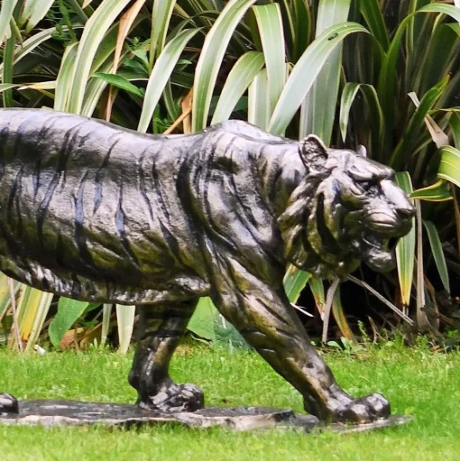 Wild Tiger 51cm Bronze Metal Garden Statue