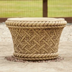 Woven Plant Pot Bathstone Stone Garden Planter