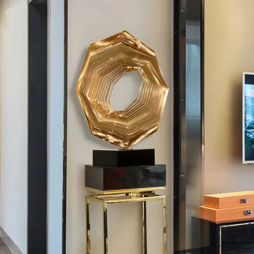 Xenon Grid 70cm Gold Metal Indoor Sculpture
